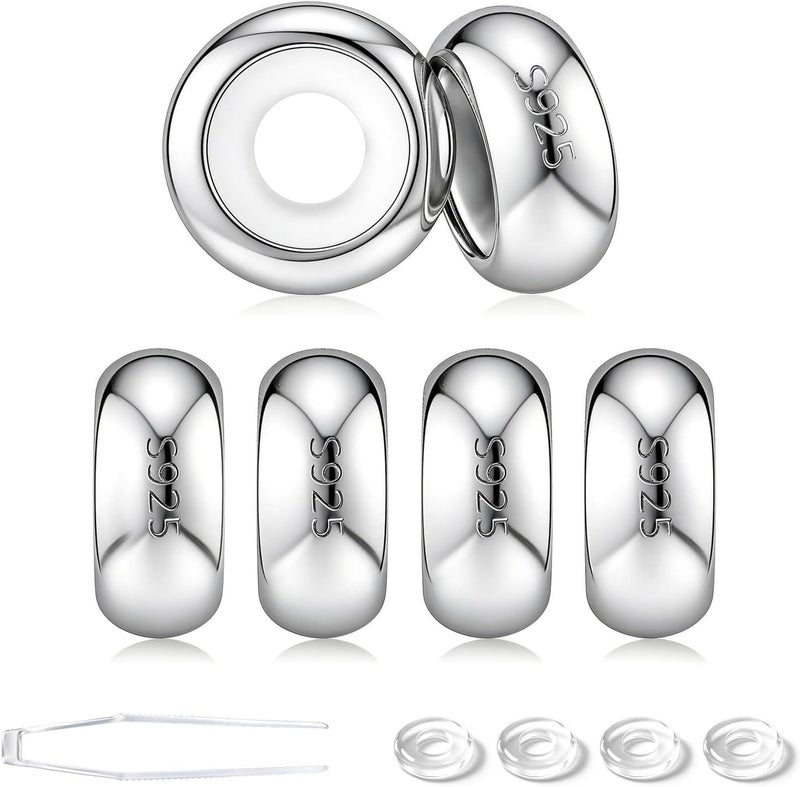 GW Stopper Charms 925 Sterling Silver Round Rondelle Spacer Beads for Charm Bracelets for Women - Image 1